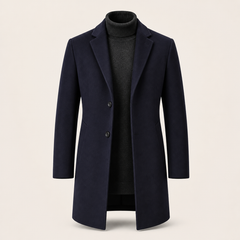 Ashcombe navy single-breasted tailored coat product view