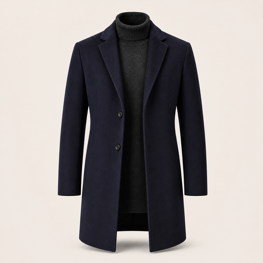 Ashcombe navy single-breasted tailored coat product view