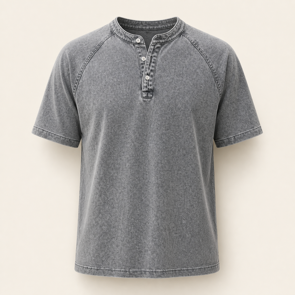 Light grey Saltwater short-sleeve Henley front product view