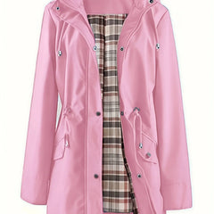 The Hadley plaid-lined rain jacket in pink