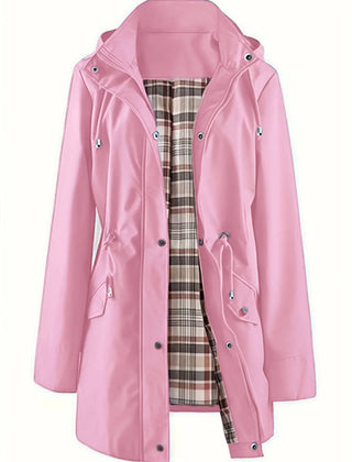 The Hadley plaid-lined rain jacket in pink