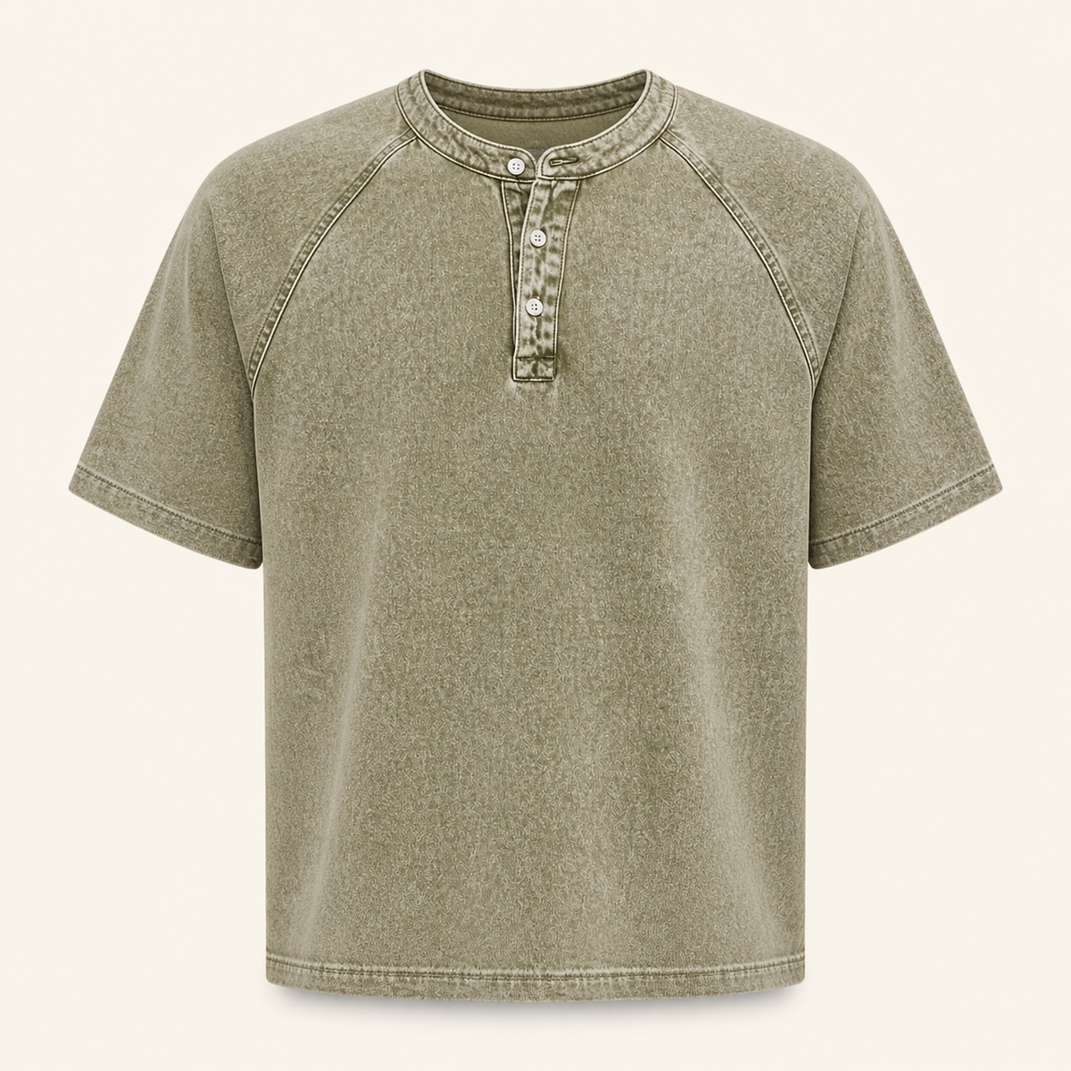 Khaki Saltwater short-sleeve Henley front product view