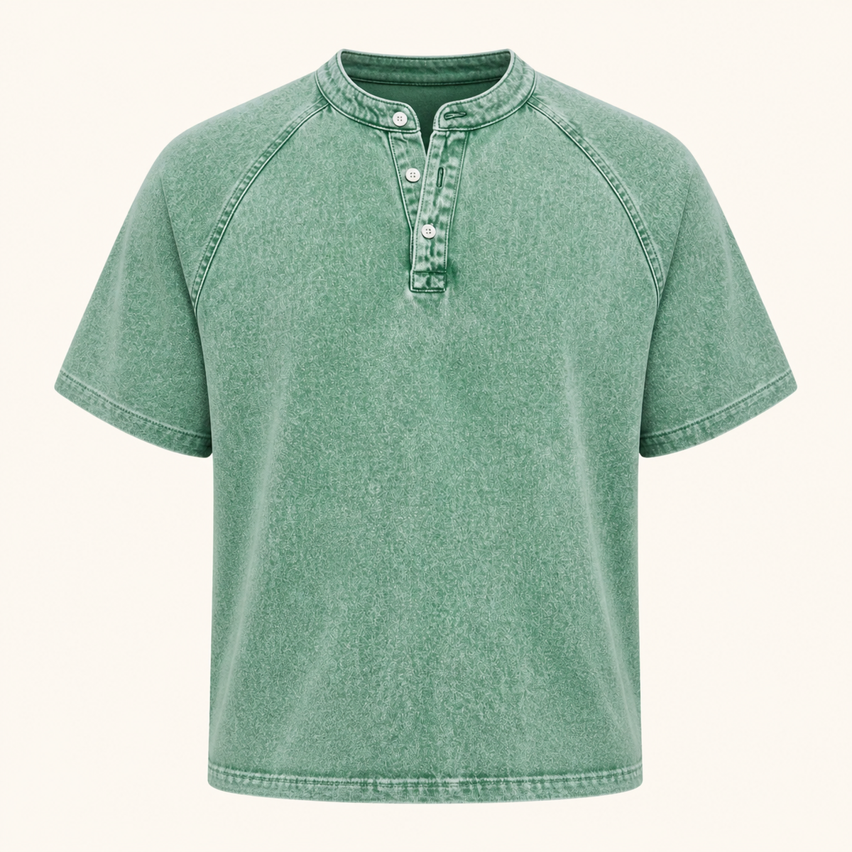 Light green Saltwater short-sleeve Henley front product view