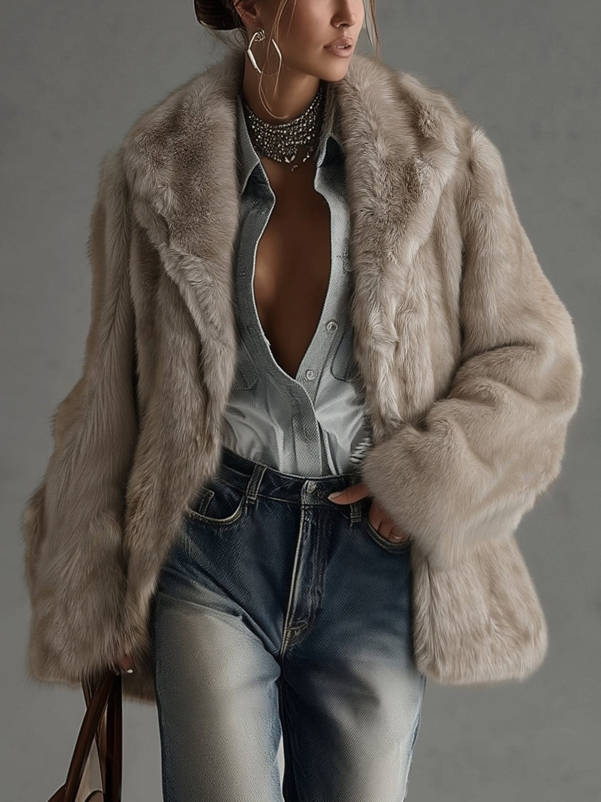 The Elspeth | Taupe Textured Coat