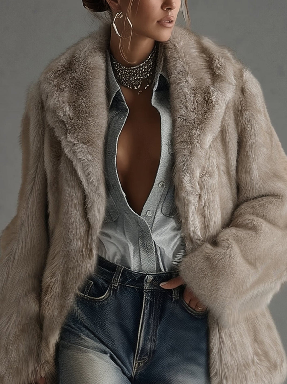 The Elspeth | Taupe Textured Coat
