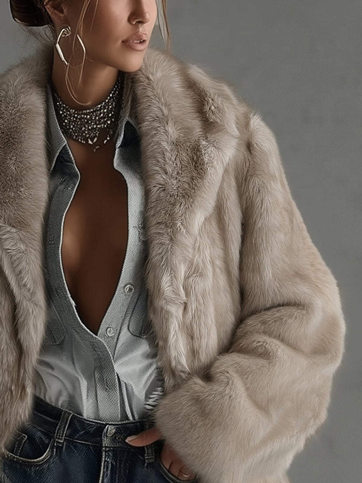 The Elspeth | Taupe Textured Coat