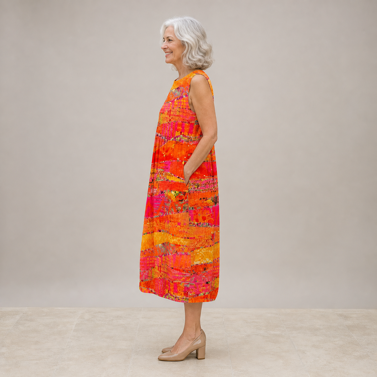 FAYE — SUNSET MIDI DRESS additional front-view styling and garment-detail image