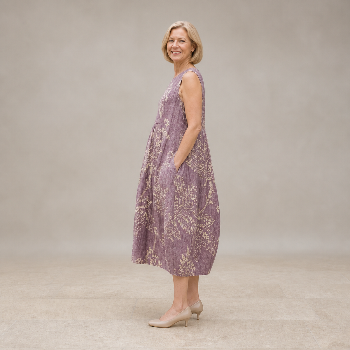 MIA — FLORAL MIDI DRESS additional front-view styling and garment-detail image