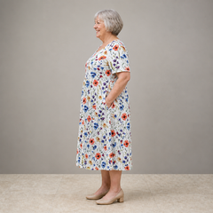 GEORGINA — ELEGANT DRESS WITH TUMMY COVERAGE additional front-view styling and garment-detail image