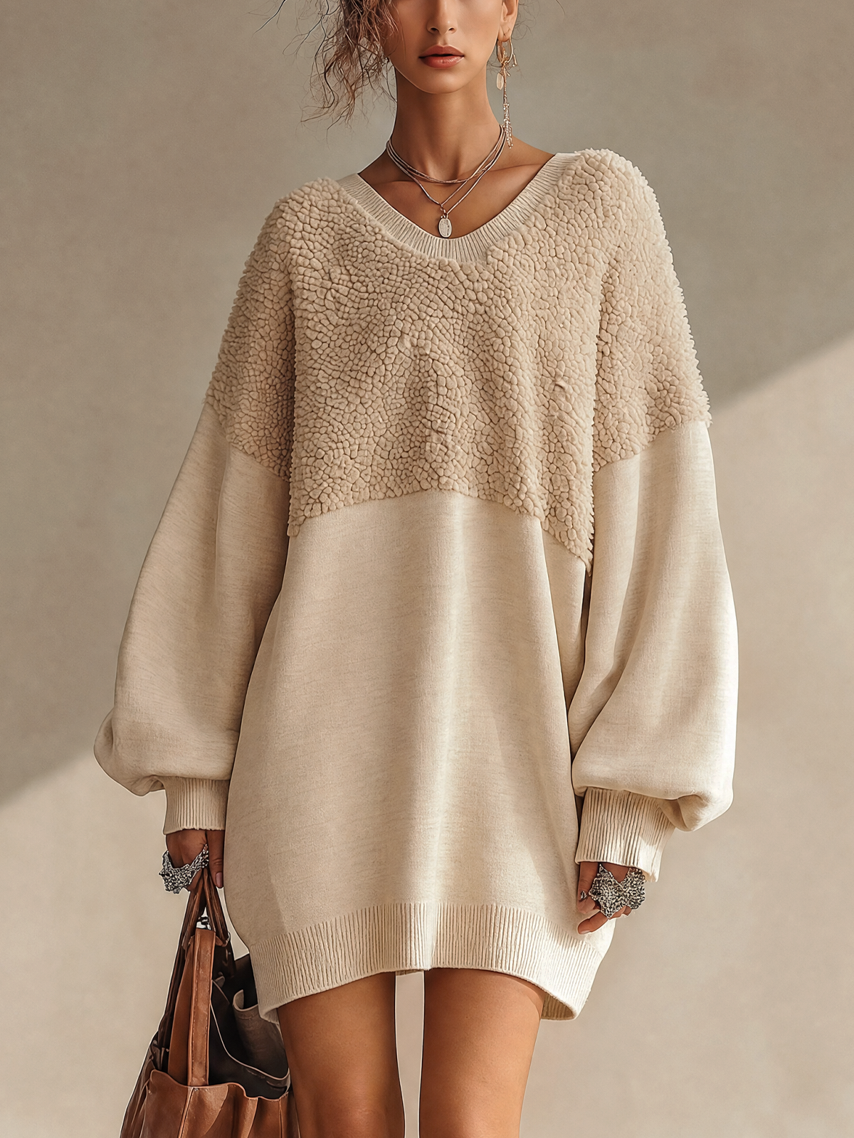 The Bronte | Textured V-Neck Mini Dress