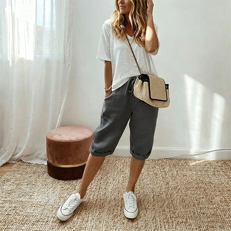 Daisy | Women's Casual Cotton Linen Capris