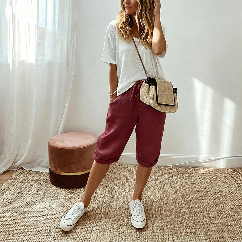 Daisy | Women's Casual Cotton Linen Capris