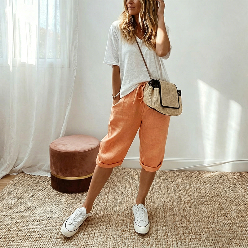 Daisy | Women's Casual Cotton Linen Capris