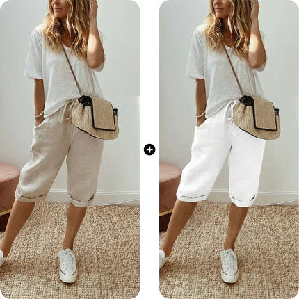 Daisy | Women's Casual Cotton Linen Capris