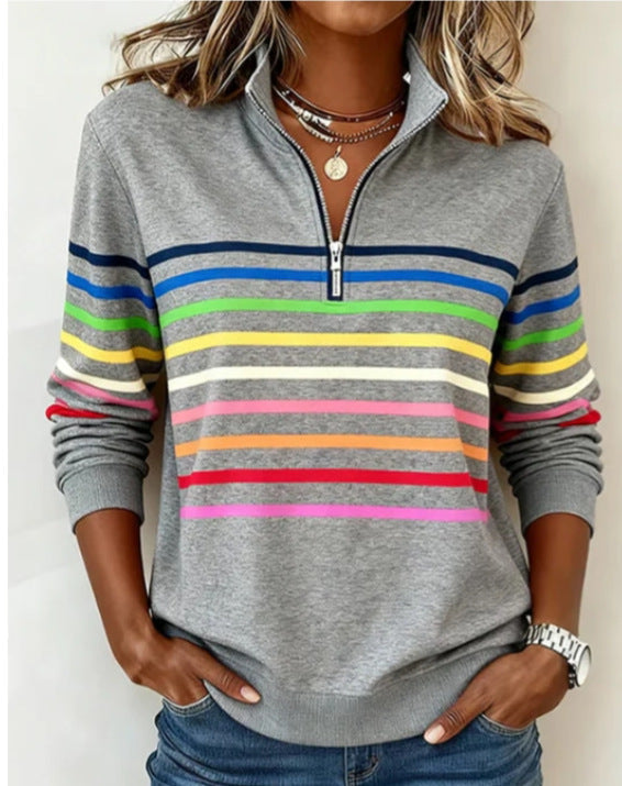 Sienna | Vibrant Striped Half-Zip Jumper