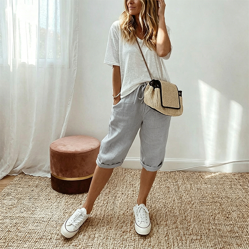 Daisy | Women's Casual Cotton Linen Capris