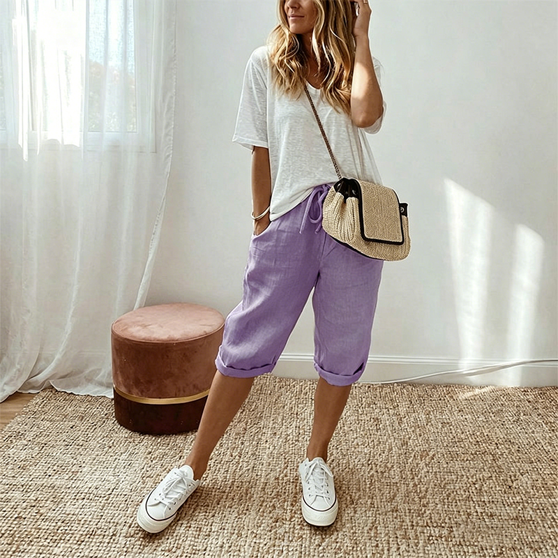 Daisy | Women's Casual Cotton Linen Capris