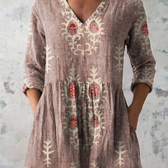 Elise | Long Blouse with V-Neck, Pink — supplier view 1
