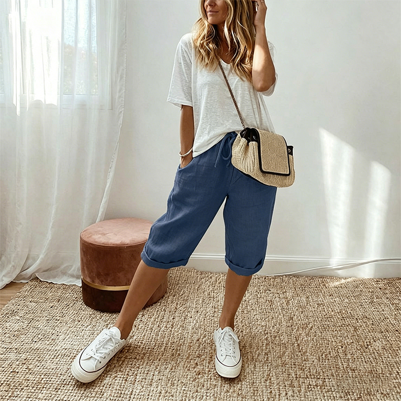 Daisy | Women's Casual Cotton Linen Capris