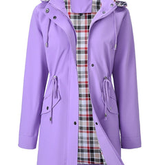 The Hadley plaid-lined rain jacket in purple