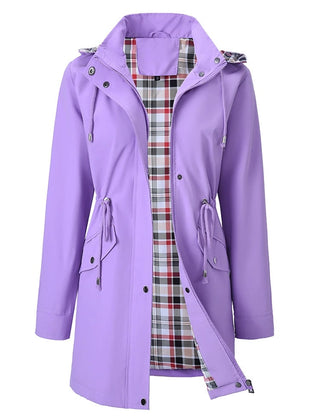 The Hadley plaid-lined rain jacket in purple