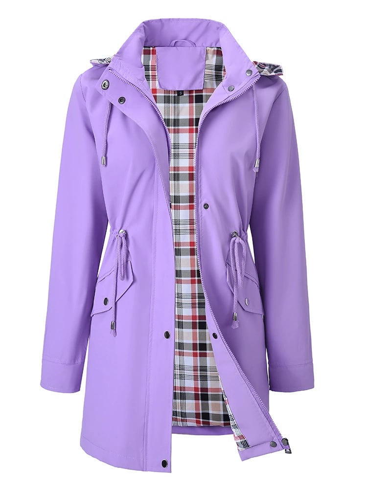 The Hadley plaid-lined rain jacket in purple