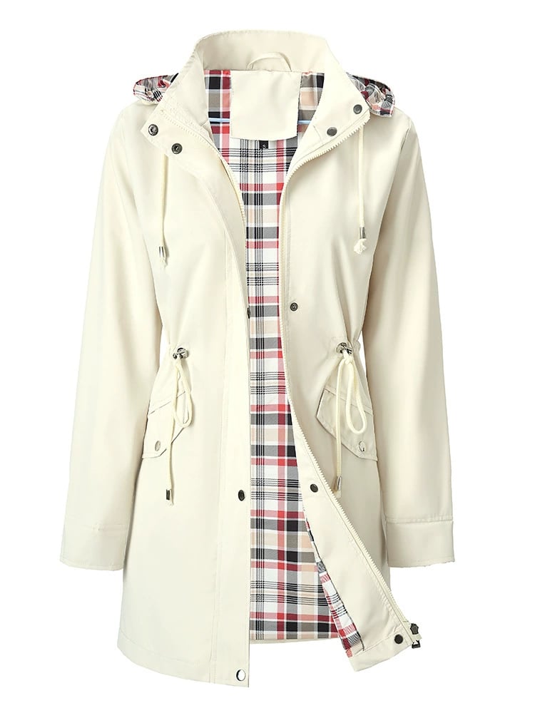 The Hadley plaid-lined rain jacket in ivory
