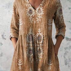 Elise | Long Blouse with V-Neck, Yellow — supplier view 1