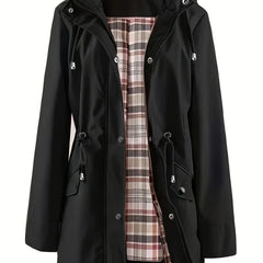 The Hadley plaid-lined rain jacket in black