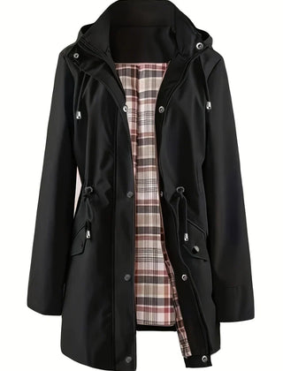 The Hadley plaid-lined rain jacket in black