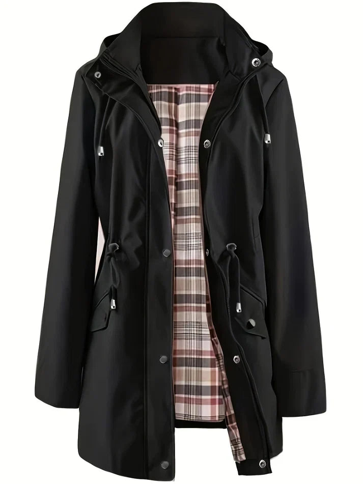 The Hadley plaid-lined rain jacket in black