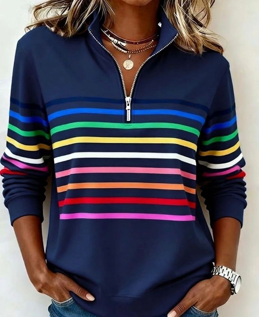 Sienna | Vibrant Striped Half-Zip Jumper