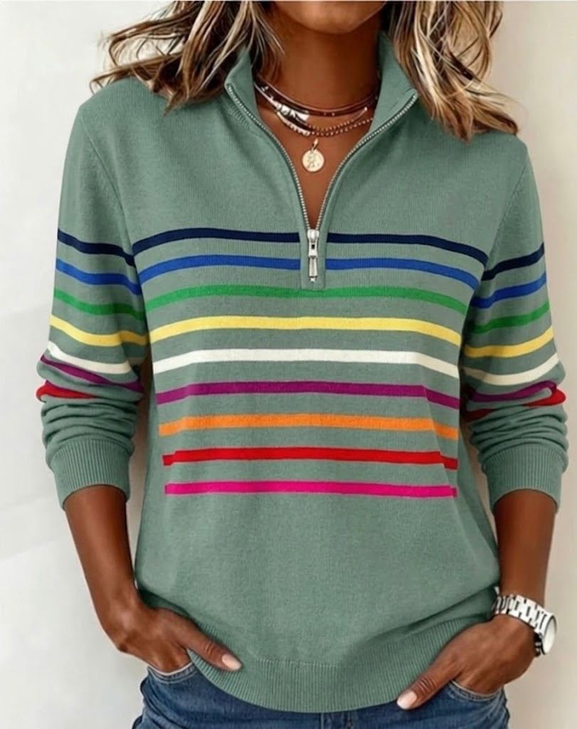 Sienna | Vibrant Striped Half-Zip Jumper