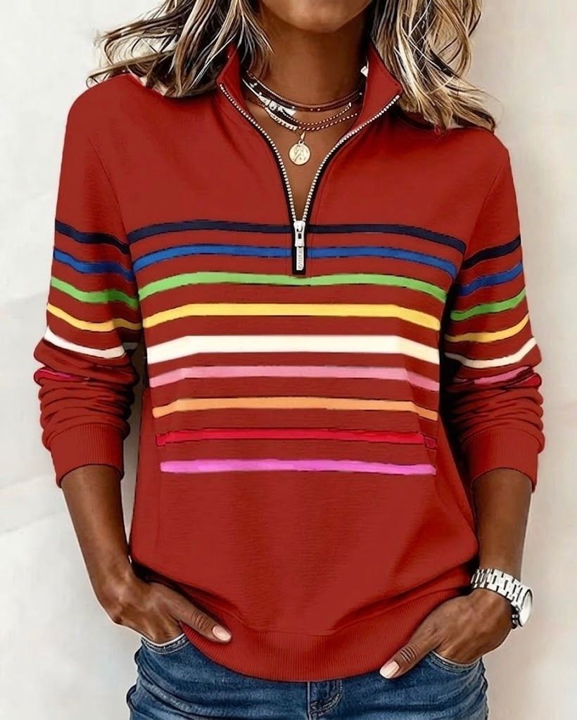 Sienna | Vibrant Striped Half-Zip Jumper