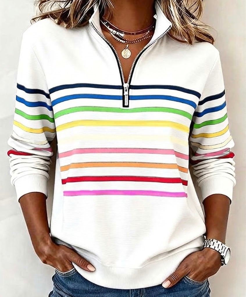 Sienna | Vibrant Striped Half-Zip Jumper