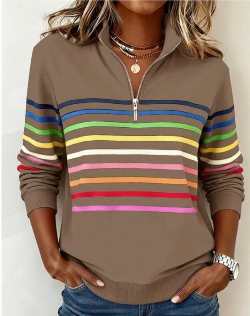 Sienna | Vibrant Striped Half-Zip Jumper