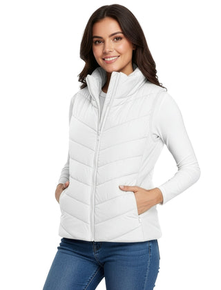 The Rowan | Quilted Gilet, White — supplier view 1