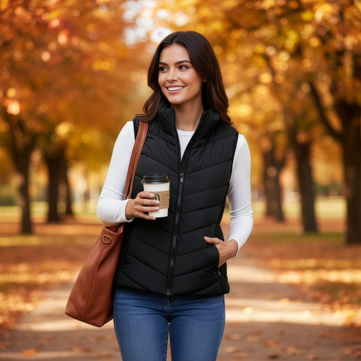 The Rowan | Quilted Gilet, Black — supplier view 4