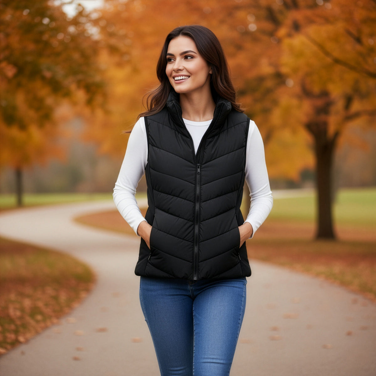 The Rowan | Quilted Gilet, Black — supplier view 5