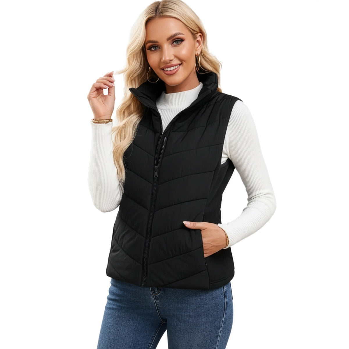 The Rowan | Quilted Gilet, Black — supplier view 6