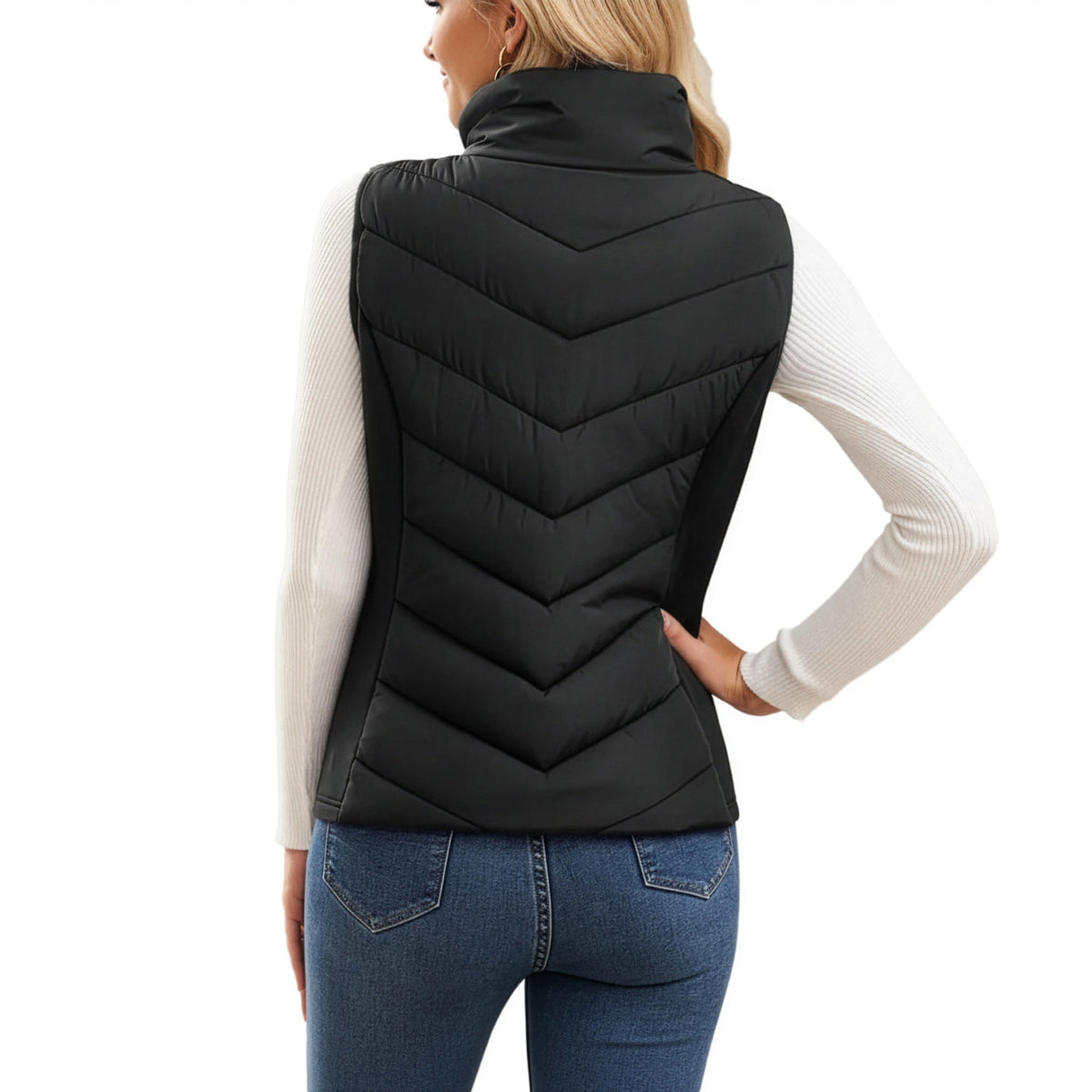 The Rowan | Quilted Gilet, Black — supplier view 7