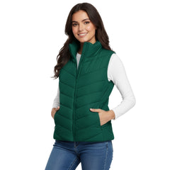 The Rowan | Quilted Gilet in Green — supplier reference front view