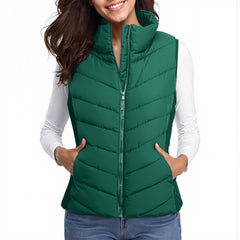 The Rowan | Quilted Gilet in Green — supplier reference close front view