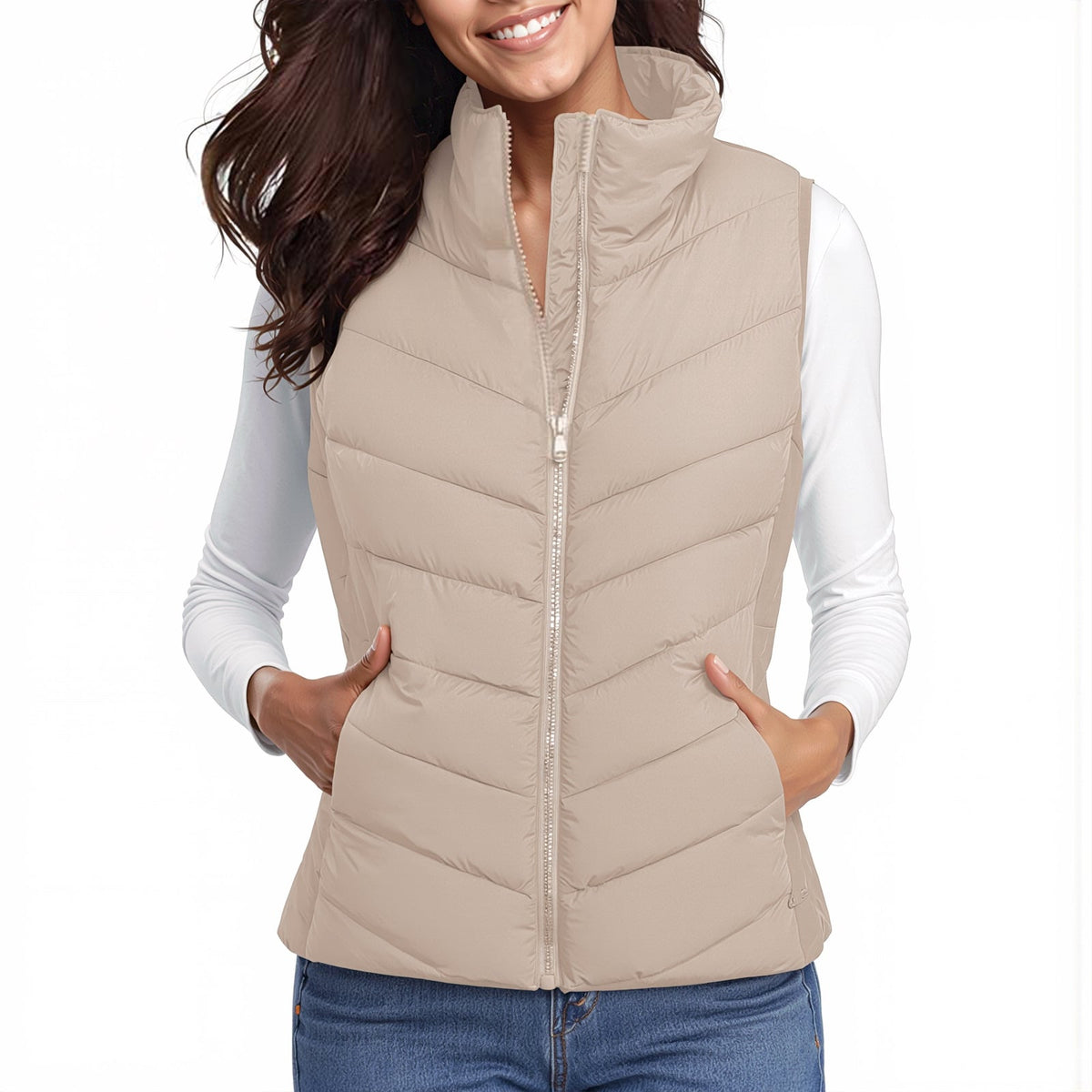 The Rowan | Quilted Gilet, Beige — supplier view 2