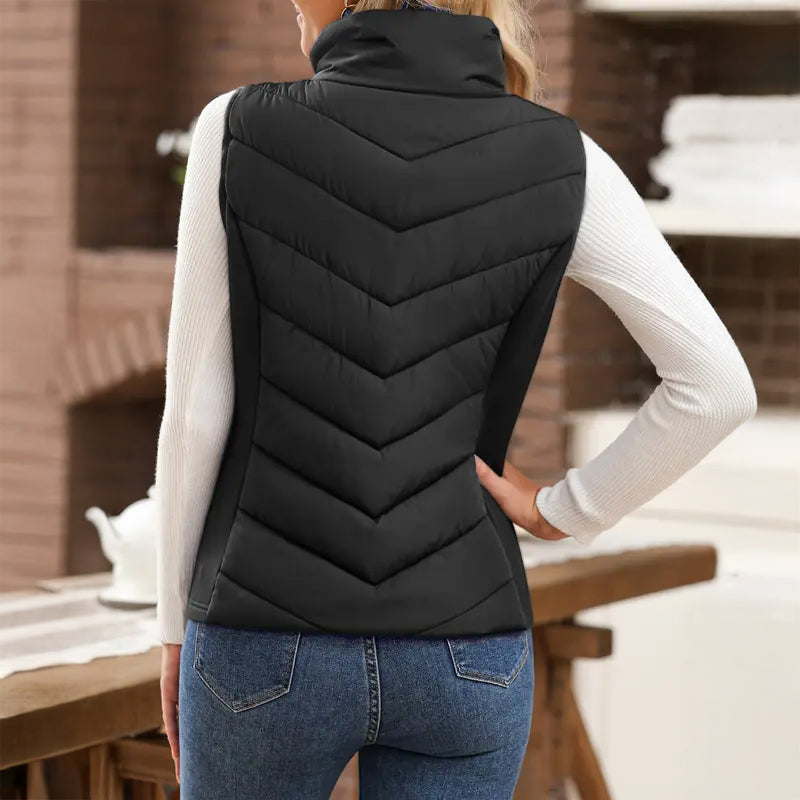 The Rowan | Quilted Gilet in Black — supplier reference back view