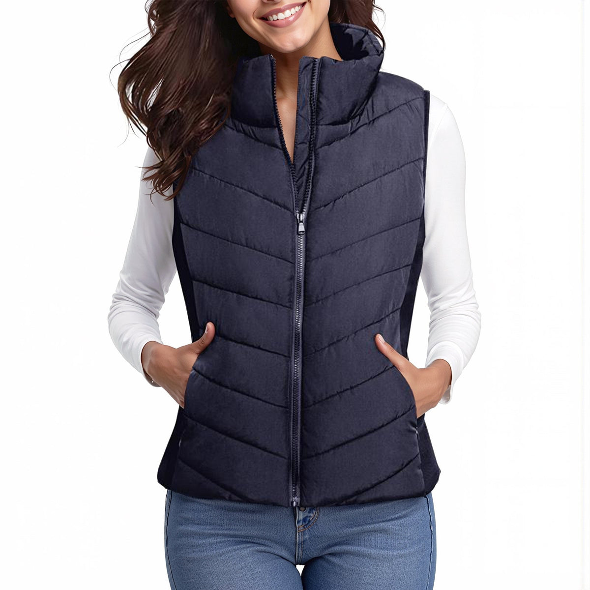 The Rowan | Quilted Gilet, Navy — supplier view 2