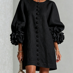 The Elowen | Floral-Cuff Mini Dress, Black — supplier view 1