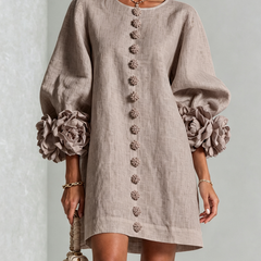 The Elowen | Floral-Cuff Mini Dress, Mushroom Taupe — supplier view 1