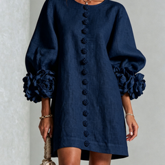 The Elowen | Floral-Cuff Mini Dress, Navy — supplier view 1