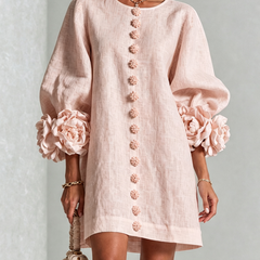 The Elowen | Floral-Cuff Mini Dress, Pink — supplier view 1